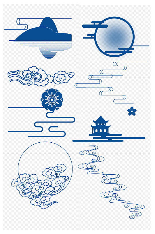 简约国潮花边祥中国风底纹古风边框免扣元素