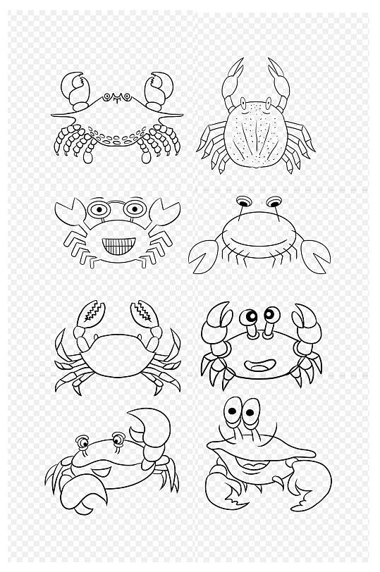 卡通漫画手绘简笔画螃蟹图