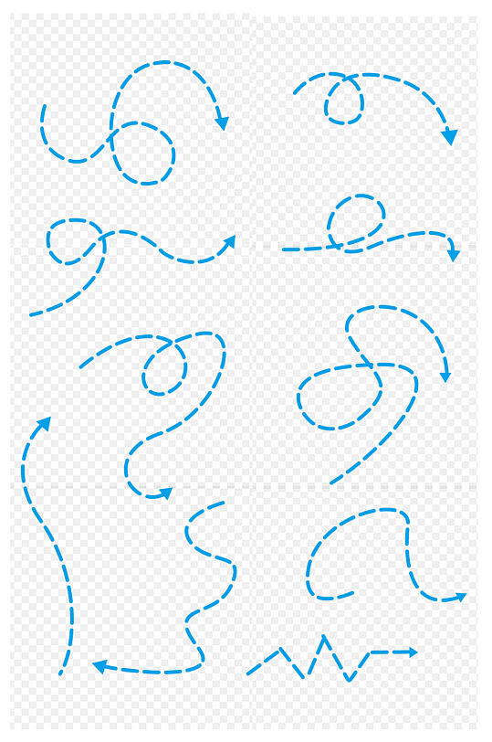蓝色简约虚线创意形状提示方向指示图