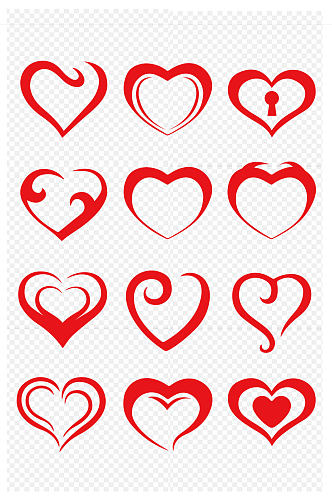 情人节爱心心形图案设计免扣元素