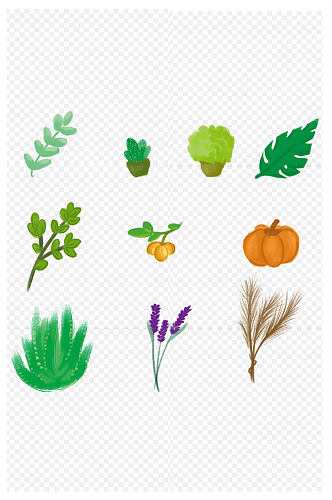 绿叶植物手绘插画图片免扣元素