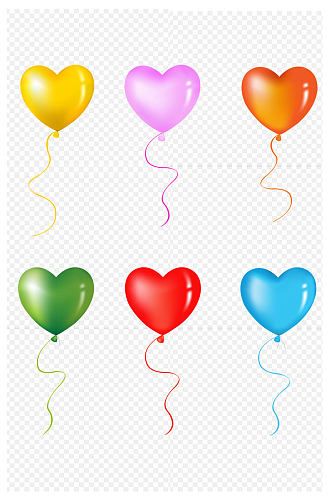 气球心形气球彩色心形气节气球免扣元素