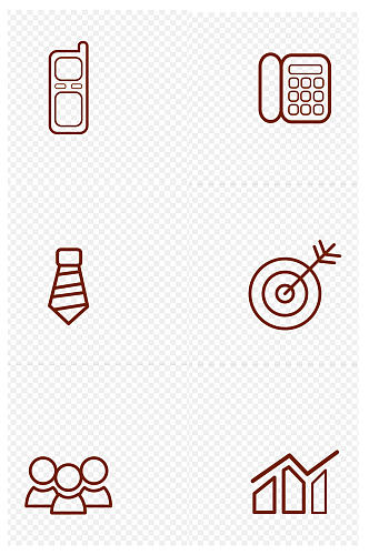 电话座机领带靶子简约人物折线图免扣元素
