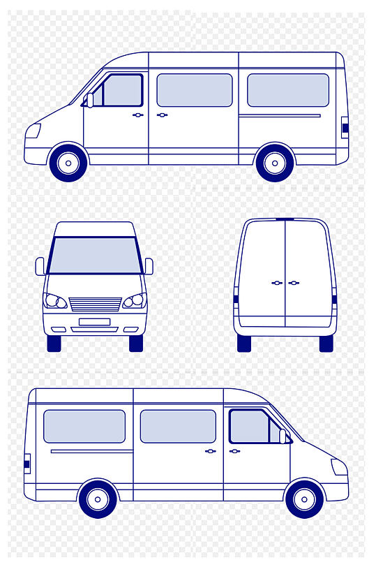 简约手绘汽车货车轿车线稿线条轮廓免扣元素