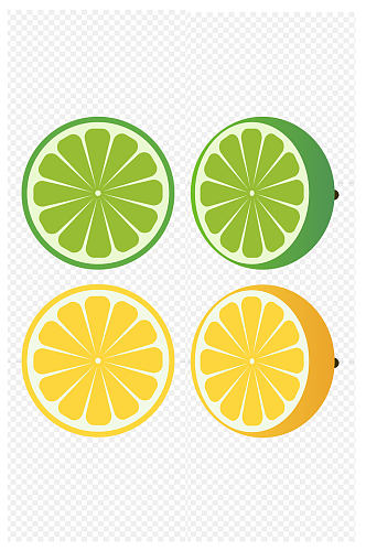 柠檬水果切片果汁手绘设计素材免扣元素