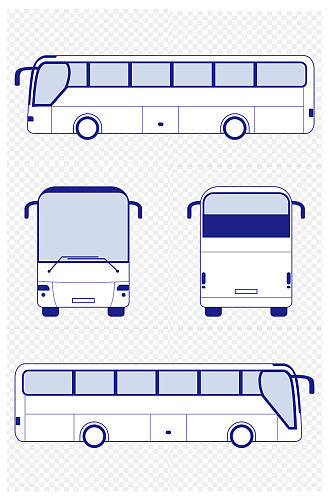 简约手绘汽车客车长途车公交车线稿免扣元素