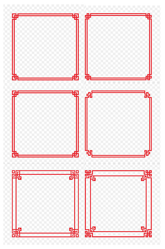 淘宝电商中国花纹边框正方形框国潮免扣元素