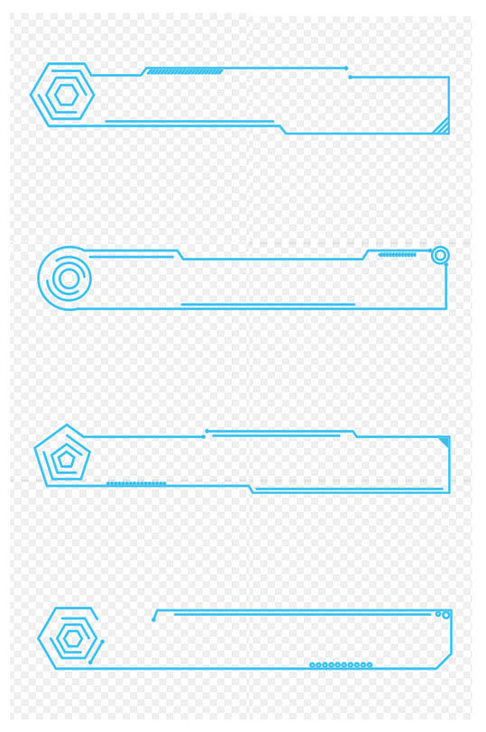 手绘科技感边框素材免扣元素
