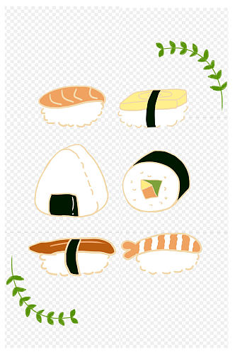 手绘卡通可爱日本三文鱼寿司免扣元素