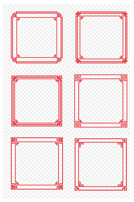 中国花纹正方形边框方形中式复古免扣元素