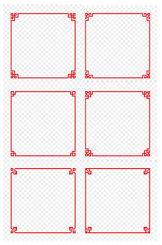中国花纹边框正方形方形中式复古免扣元素