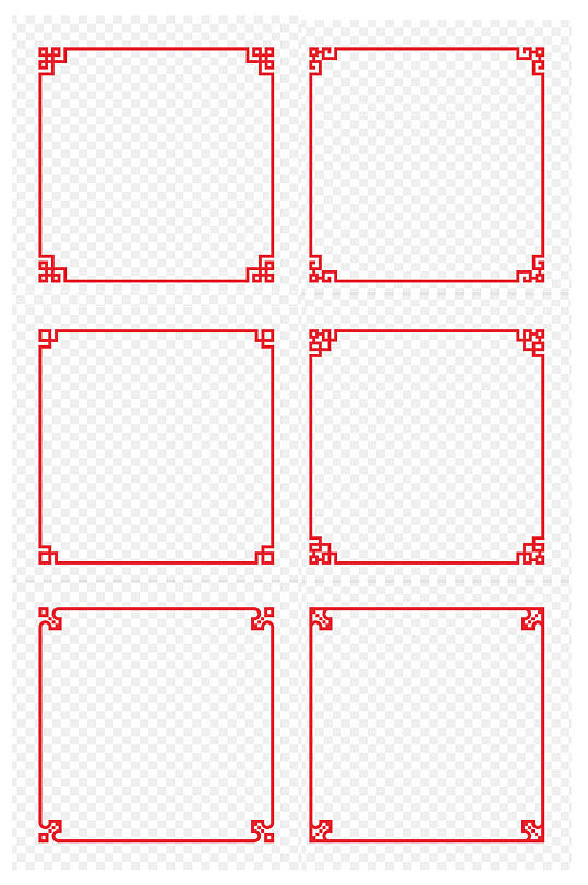 中国花纹边框正方形方形中式复古免扣元素