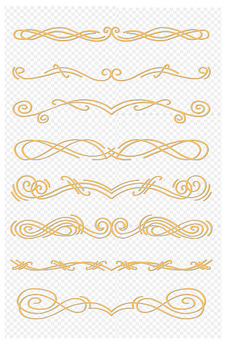 金色欧式花纹装饰边框分割线边框免扣元素