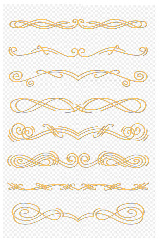 金色欧式花纹装饰边框分割线边框免扣元素