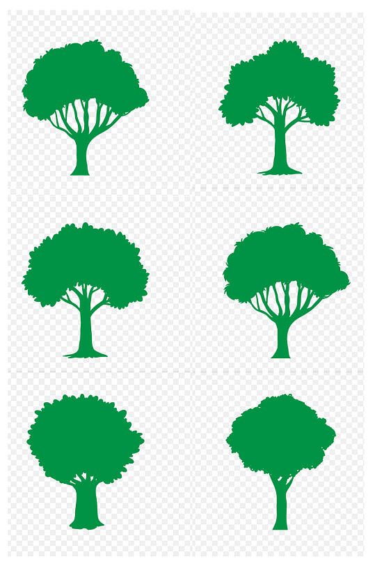 树木剪影绿树图标榕树大树图标免扣元素