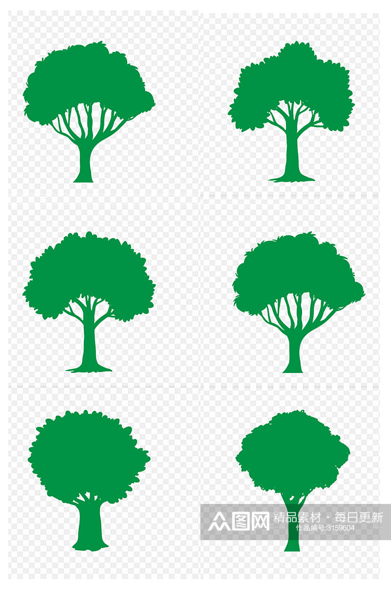 树木剪影绿树图标榕树大树图标免扣元素素材