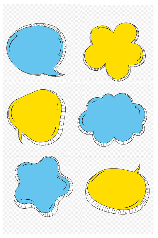 手绘卡通边框对话框文本框标题框免扣元素