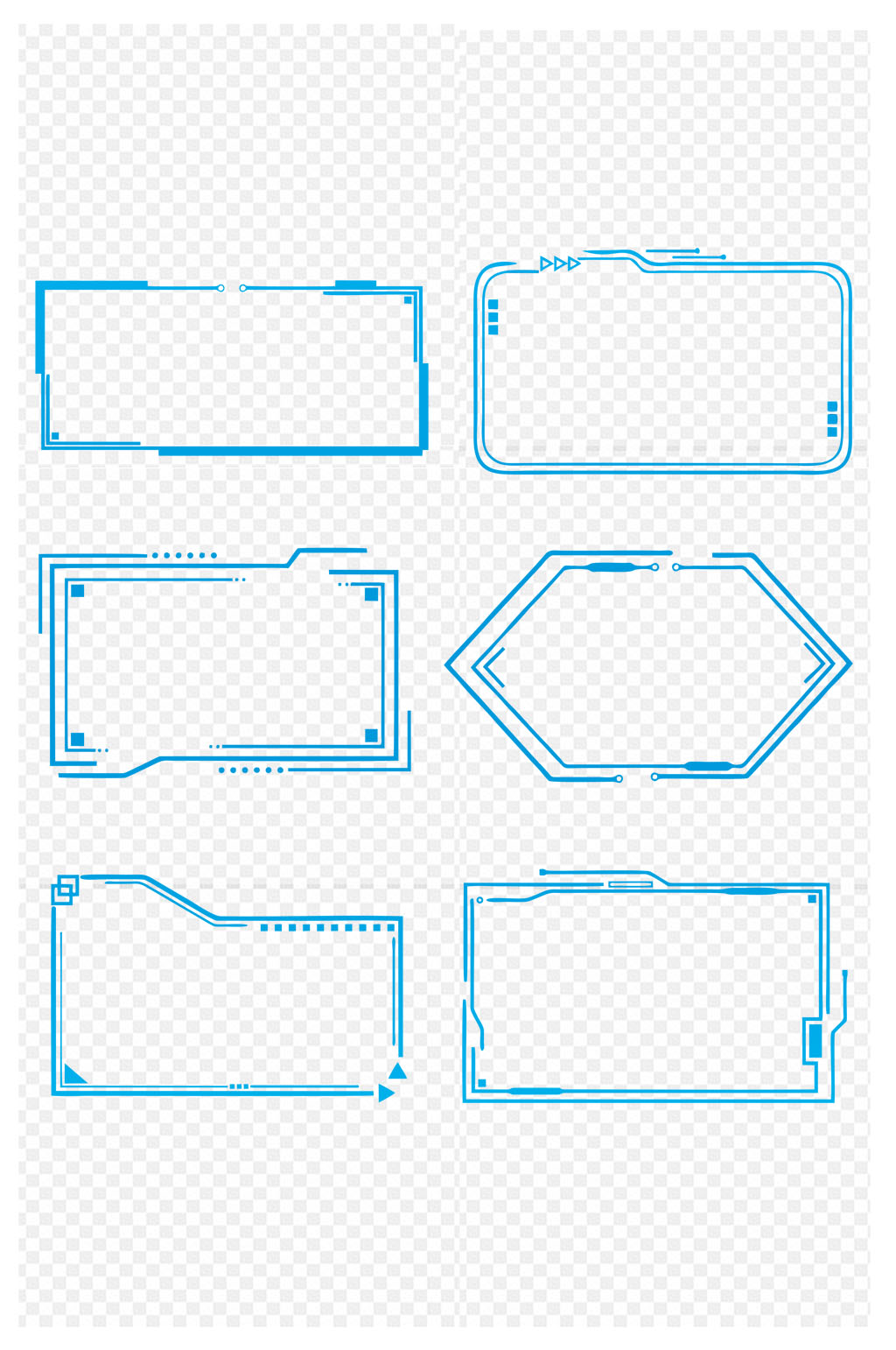 蓝色科技边框科技感简约方形边框免扣元素