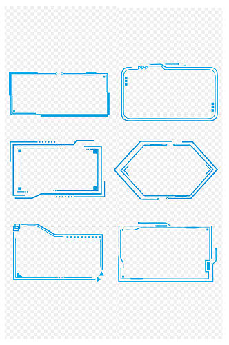 蓝色科技边框科技感简约方形边框免扣元素