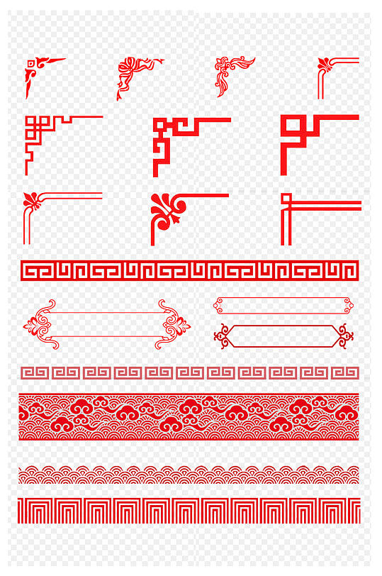 中国风古典花纹花边中式边框分割免扣元素-众图网