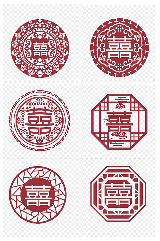 中式传统古典婚礼纹免扣元素