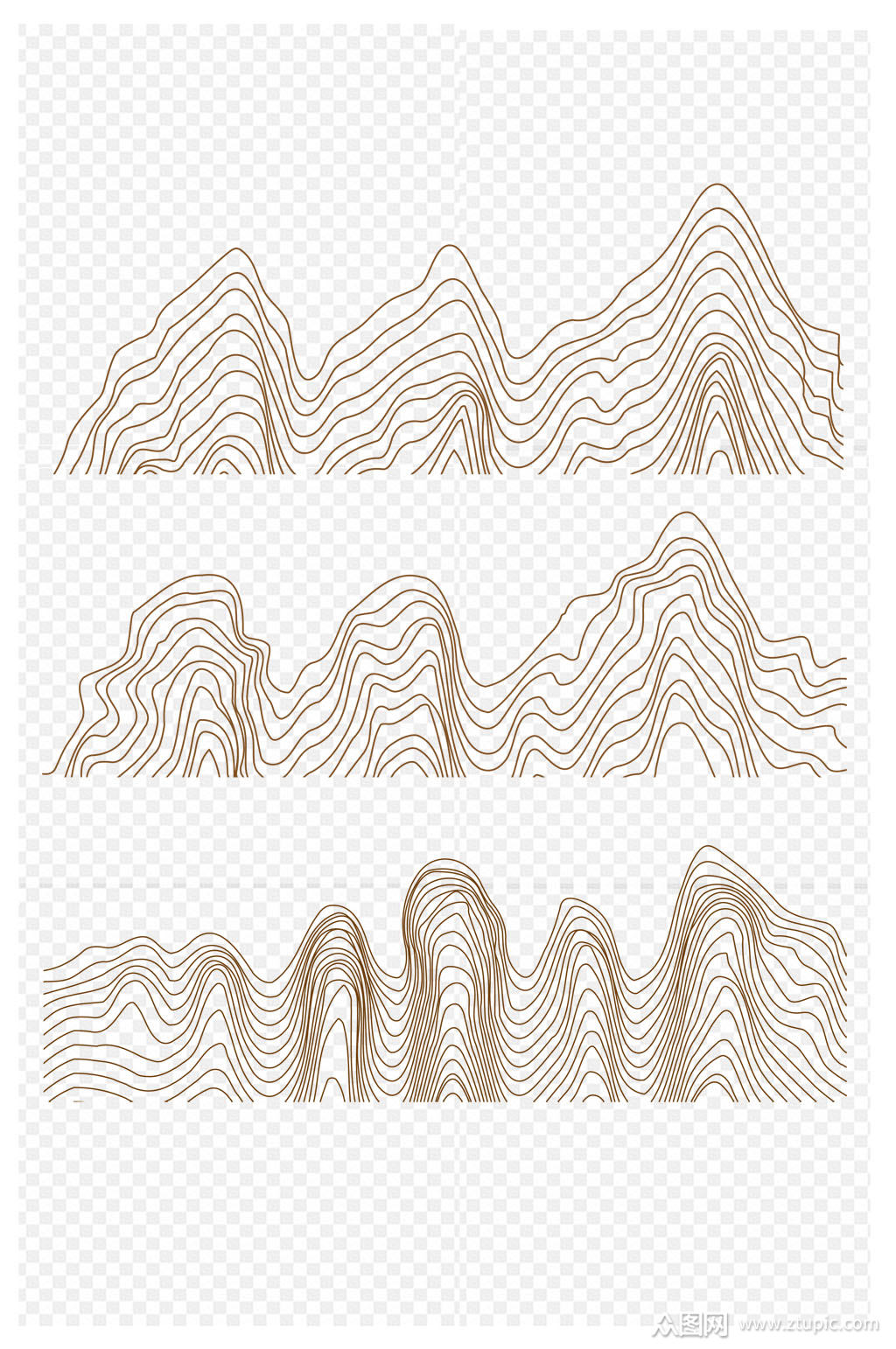 不规则山脉花纹山川条纹素材免扣元素