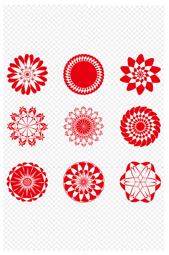 花纹花边装饰素材圆形形状免扣元素