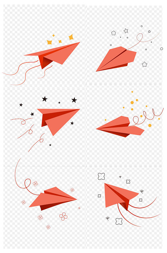 折纸卡通飞翔纸飞机素材背景装饰免扣元素