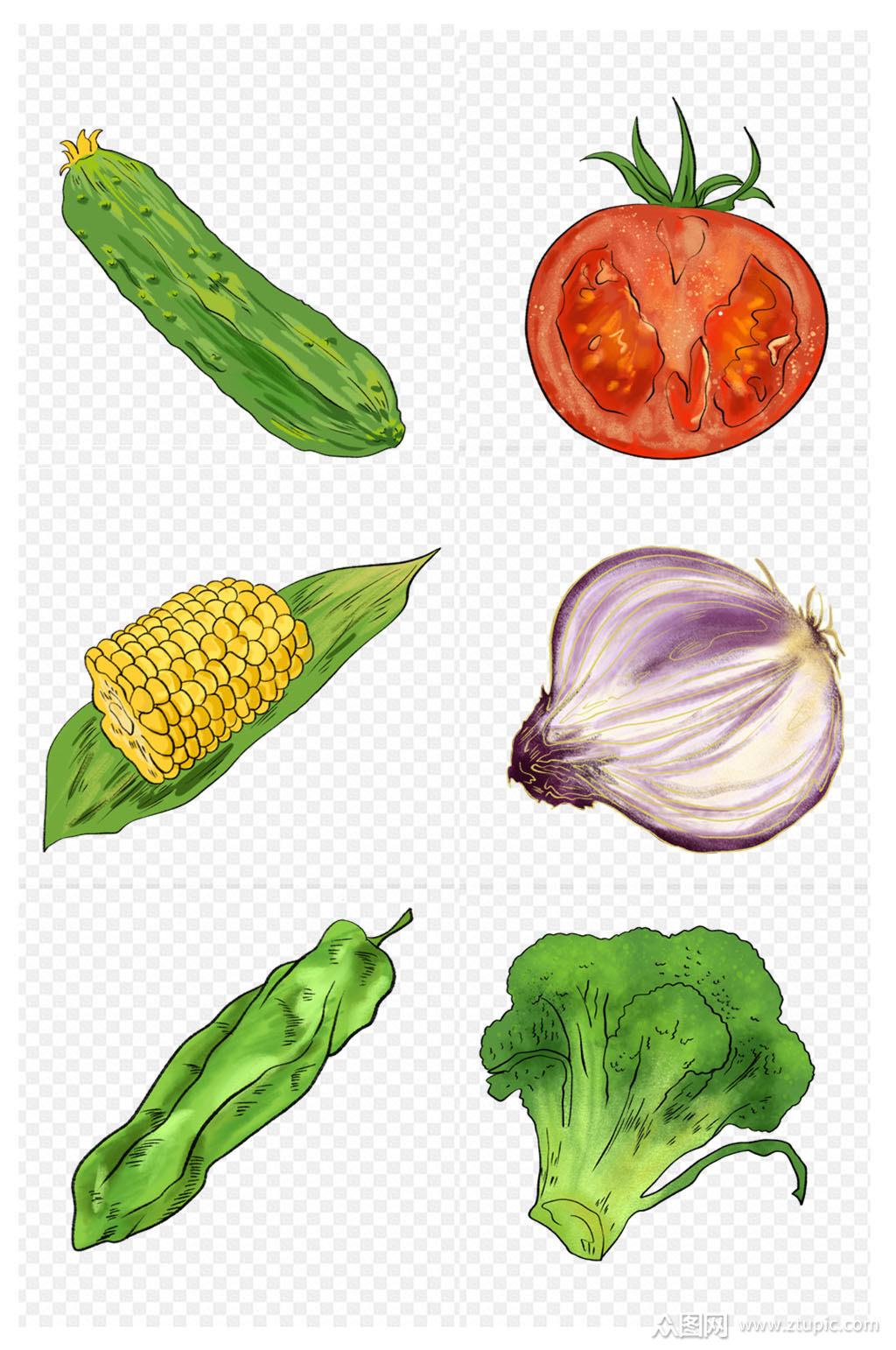 手绘蔬菜设计元素免扣元素素材