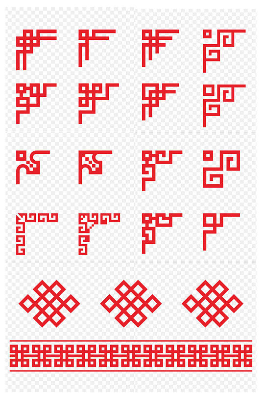 多款复古老式中式花边框角边整理免扣元素立即下载立