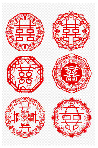 中式传统古典婚礼纹样套图免扣元素
