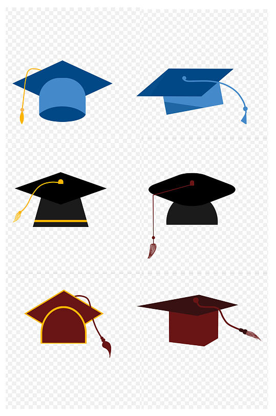 卡通学士帽组合博士帽毕业季免扣元素-众图网