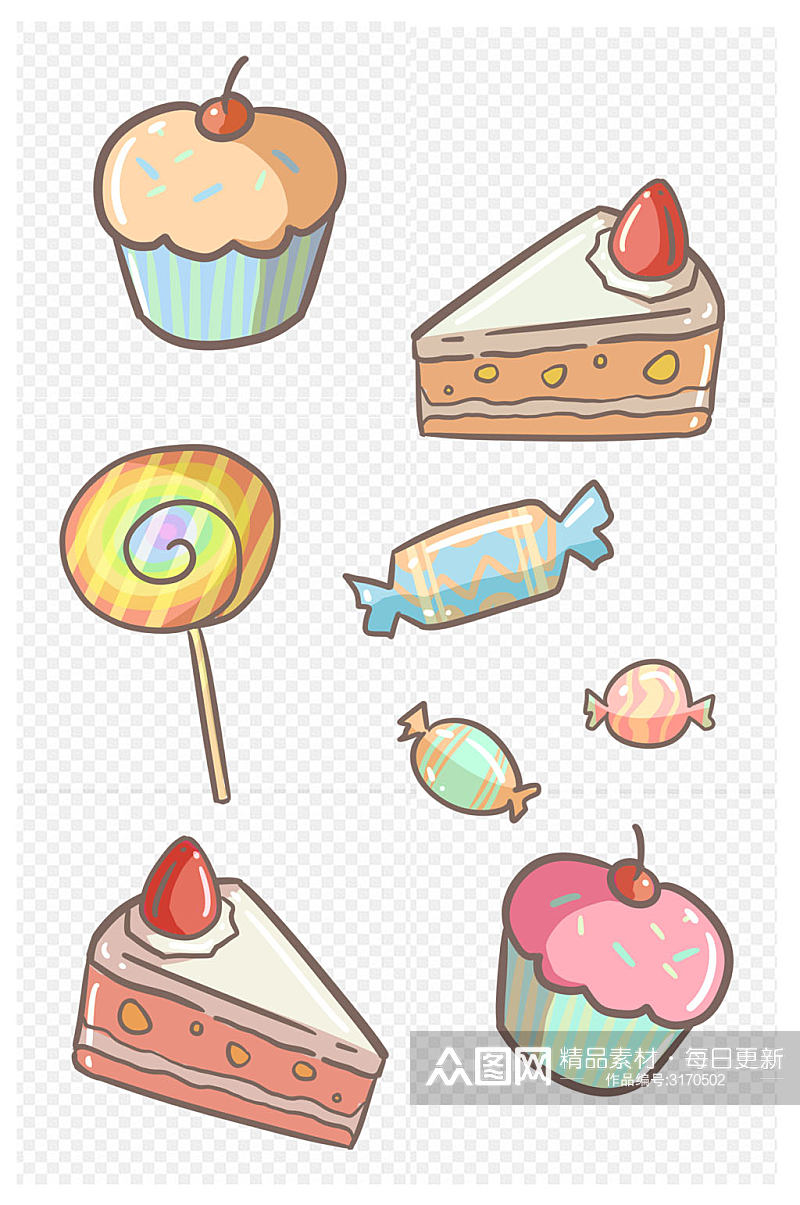 卡通甜点蛋糕糖果素材装饰图案免扣元素素材