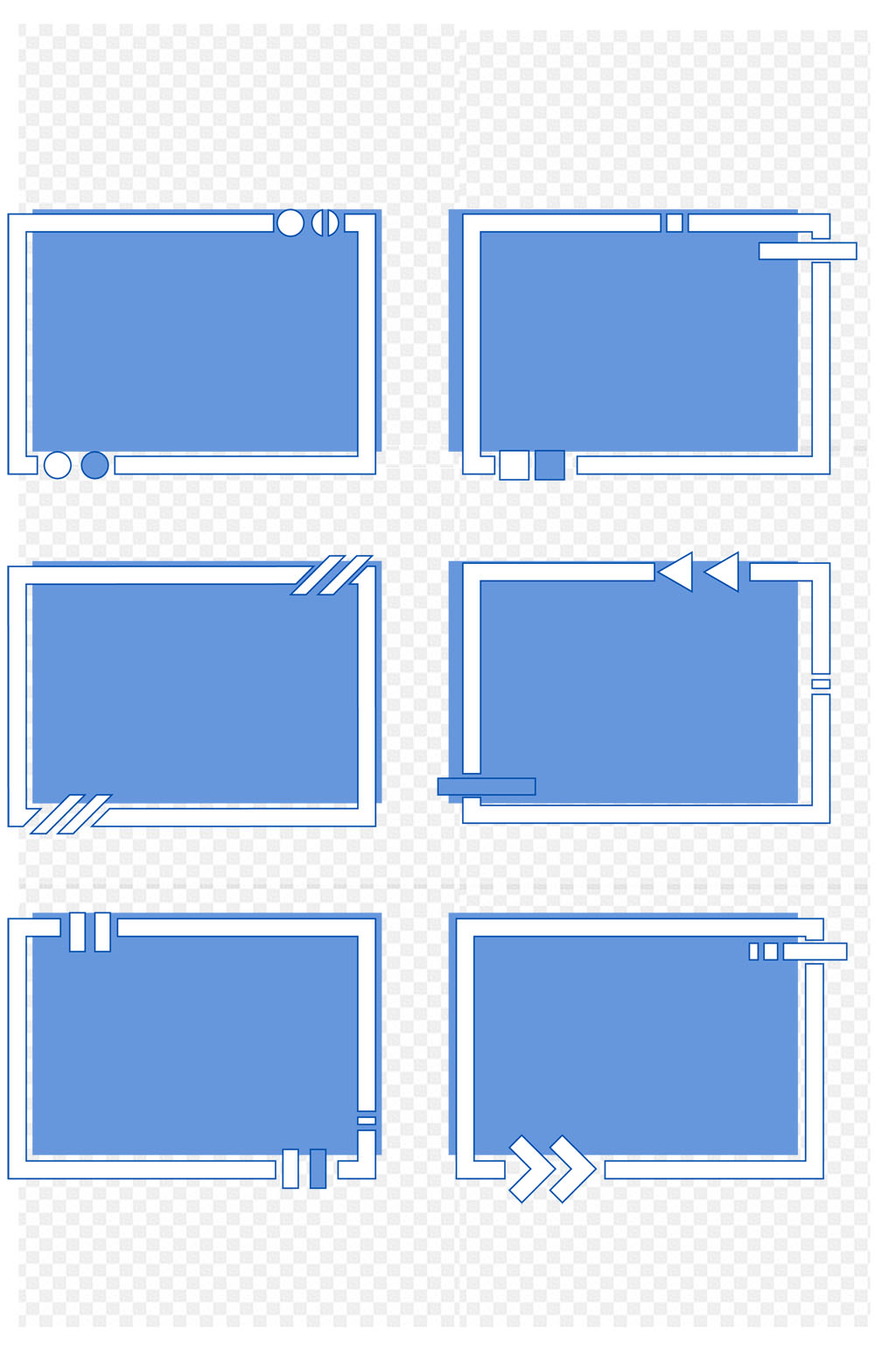 蓝色简约商务办公装饰边框标题框免扣元素