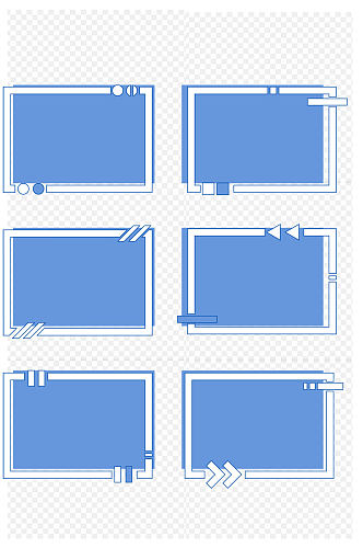 蓝色简约商务办公装饰边框标题框免扣元素