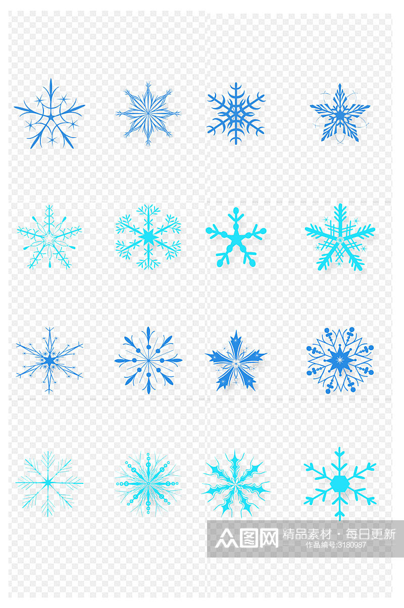 圣诞节飘雪雪花图形状图标雪花免扣元素素材