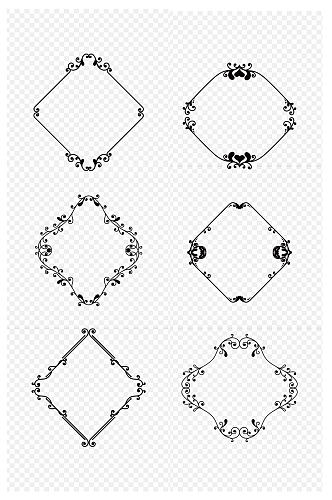 欧式花纹边框花边线条文本框标签免扣元素