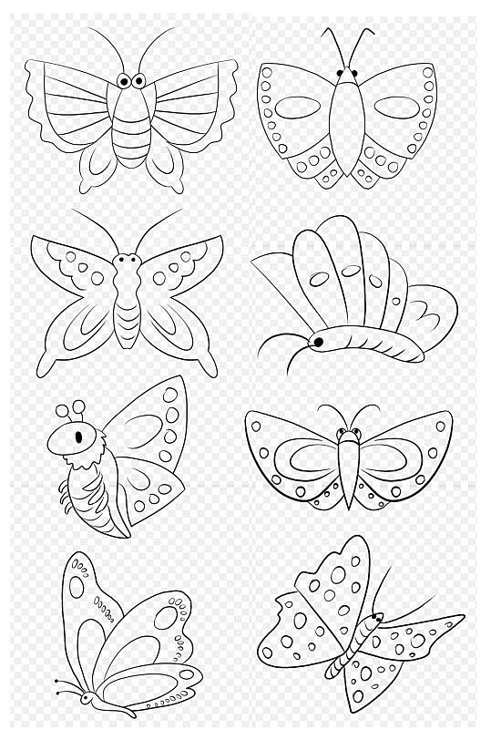 手绘卡通漫画蝴蝶儿童画简单画免扣元素