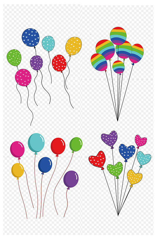 手绘卡通气球装饰儿童节彩虹氢气球免扣元素