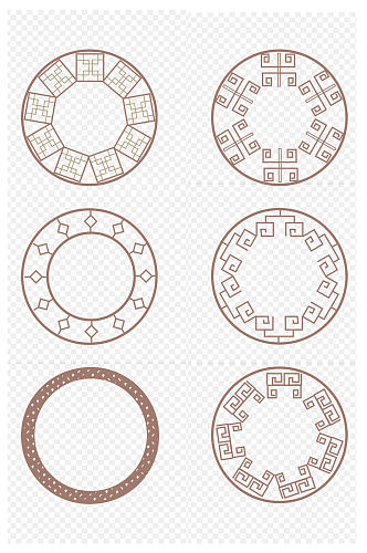 中式花纹中国风古典圆形边框免扣元素