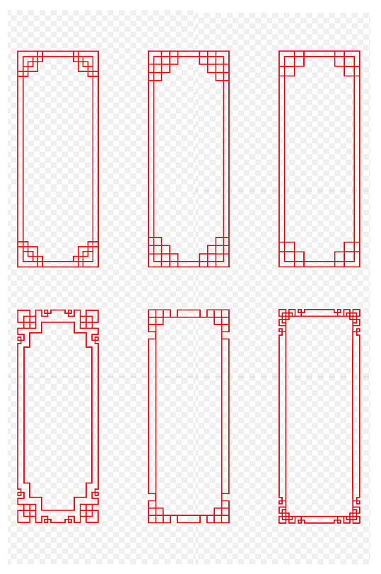 中式中国风边框古典花纹文化墙窗格免扣元素