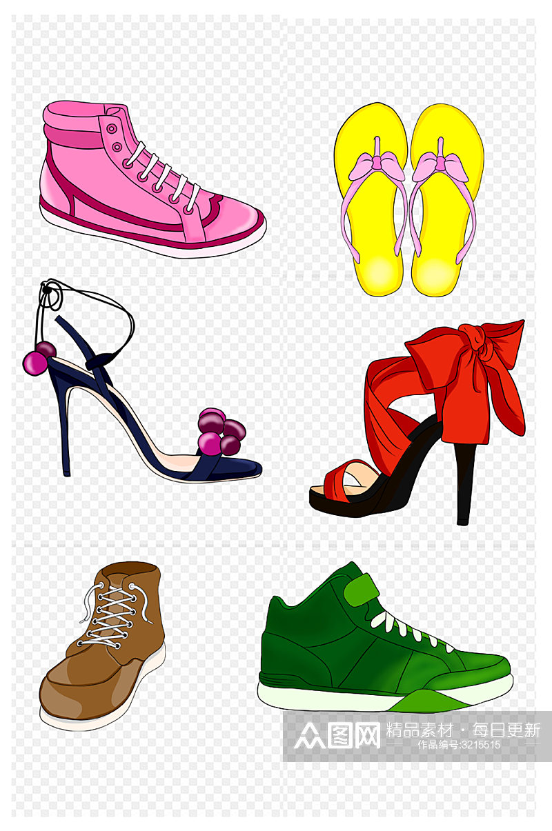 各种款式鞋子图标免扣元素素材