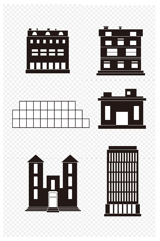 简约商务地产城市建筑高楼大厦线稿剪影素材下载-众图网