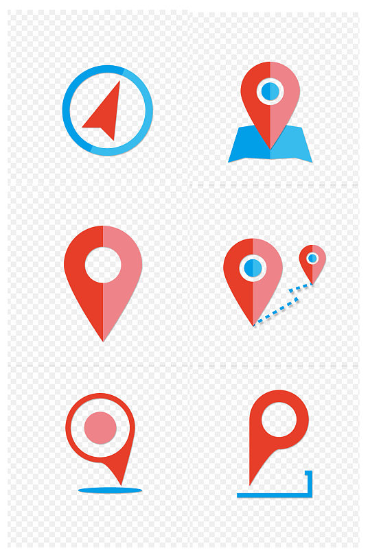 卡通在地图上定位小图标免扣元素