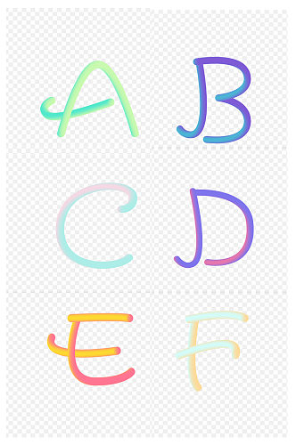 卡通字母ABCDEF创意形状套图免扣元素