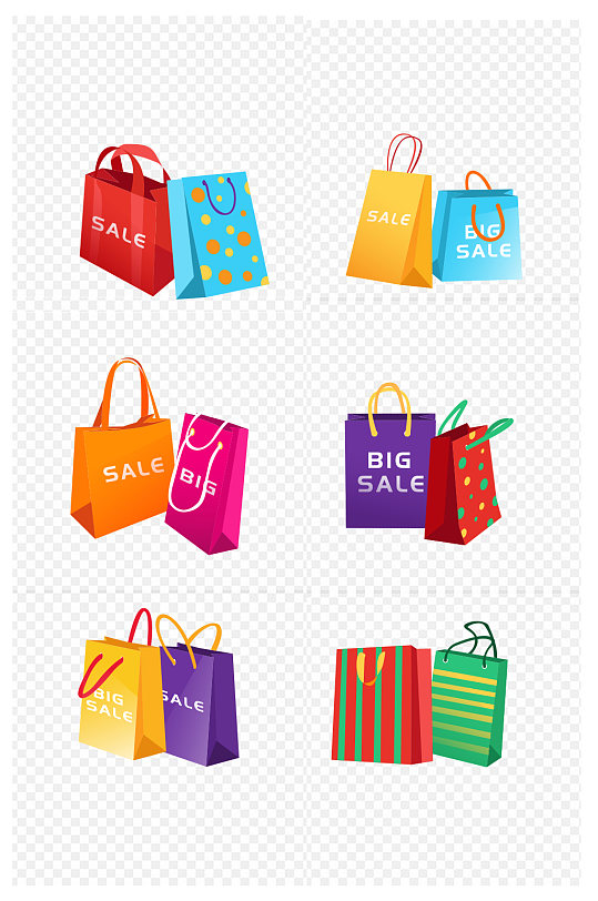 购物促销袋子日购物袋设计免扣元素