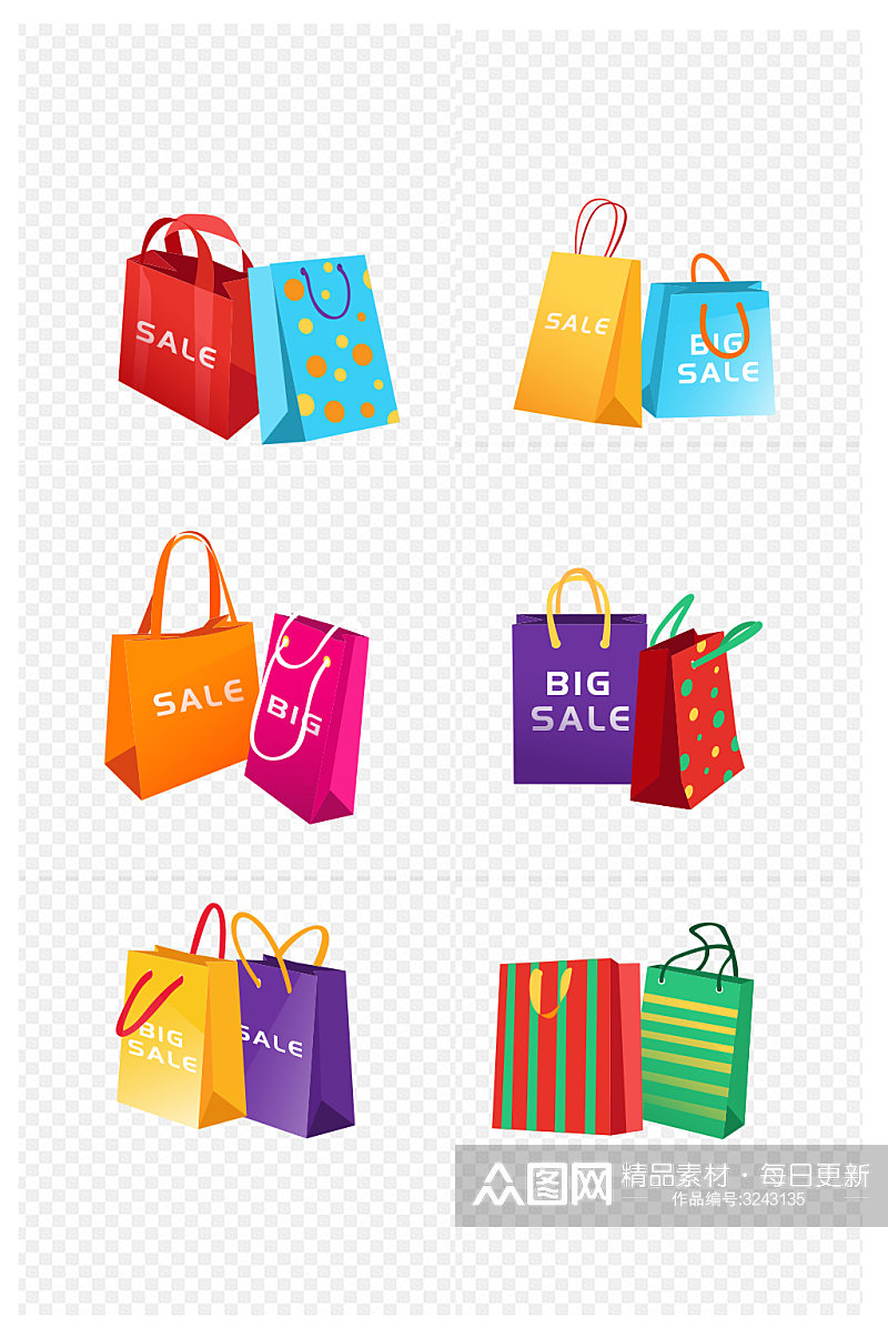 购物促销袋子日购物袋设计免扣元素素材