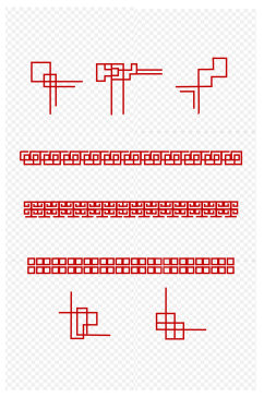 红色复条纹边框免扣元素