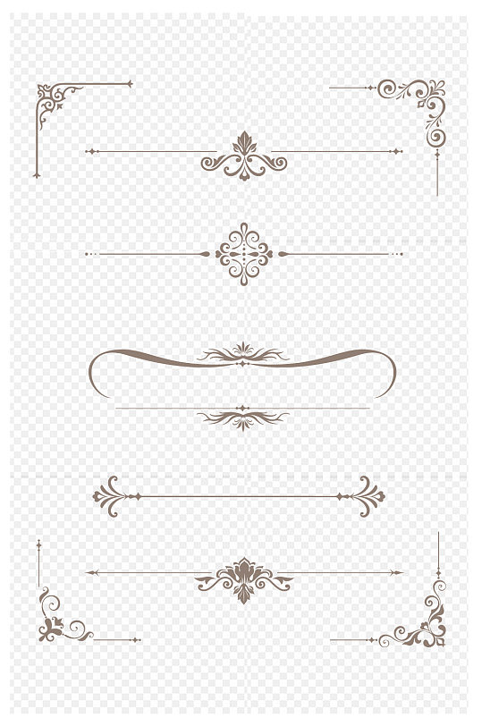 欧式古典花纹花边装饰边框分割线条免扣元素