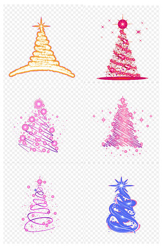 闪耀灯光效曲线圣诞树节日素材装饰免扣元素